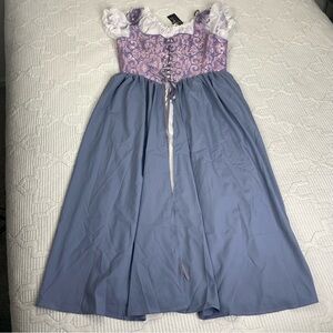 NWT Scarlett Darkness Corset Dress Long Size 16 Renaissance Fantasy Blue Pink